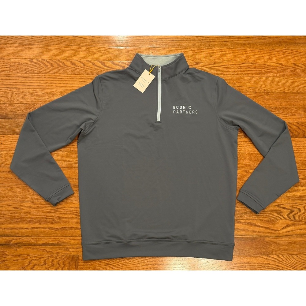 New Peter Millar Perth Performance 1/4 Zip Mens Medium Gray Logo Golf Pullover